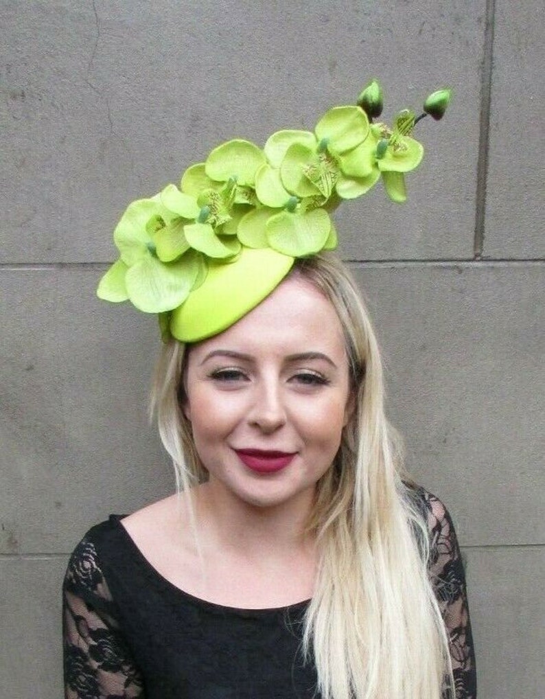 Lime Citrus Green Orchid Flower Fascinator Races Ascot Hat Etsy