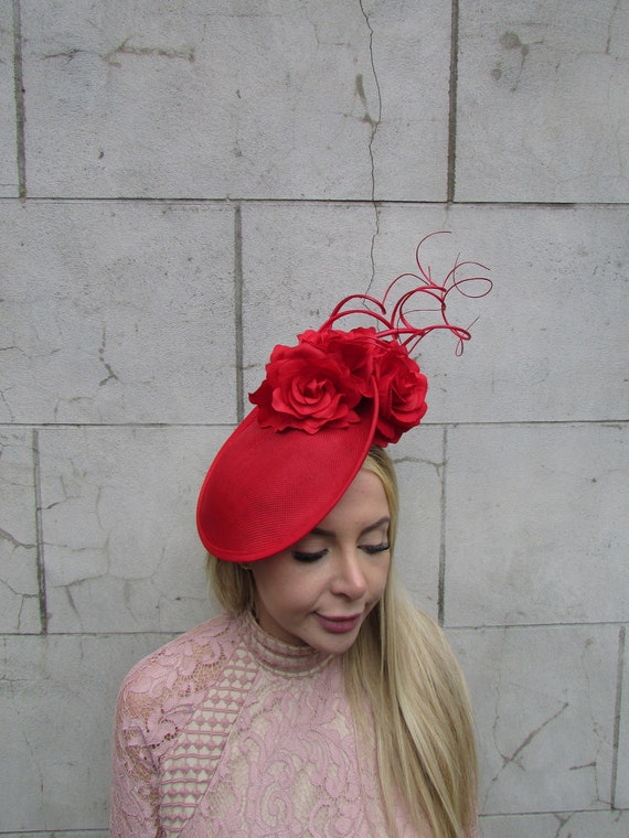 Krewe Of Creole Red Floral Feather Fascinator - NWT Crimson Butterfly Feather Fascinator | Hand-Embellished Red  main image 2