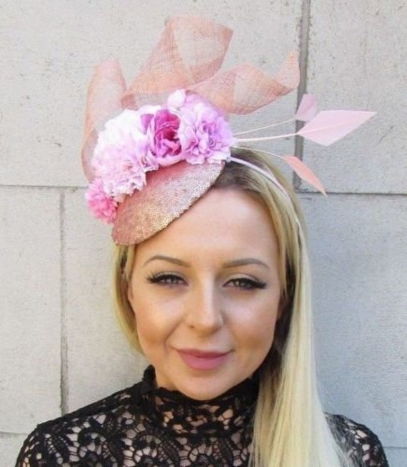 Pink and rose gold fascinator Clearance