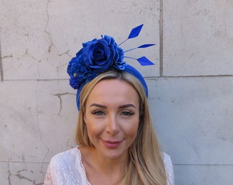 Blue Rhinestone Headband: Royal Blue Padded Hairband With  display picture 1