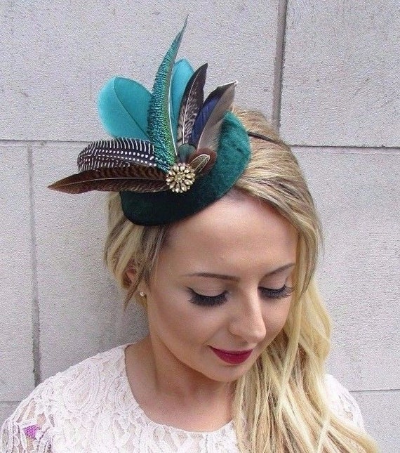 Dark Green Gold Brown Velvet Pheasant 