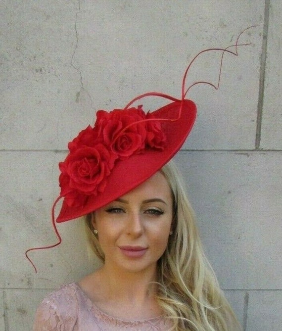 Large Red Rose Flower Feather Teardrop 