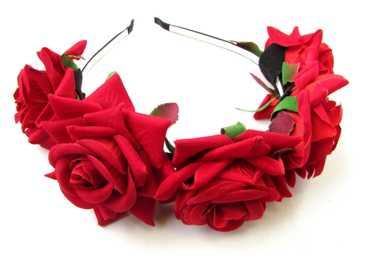 Red Rose Flower Hair Crown Garland Headband Hair Band Floral | Etsy