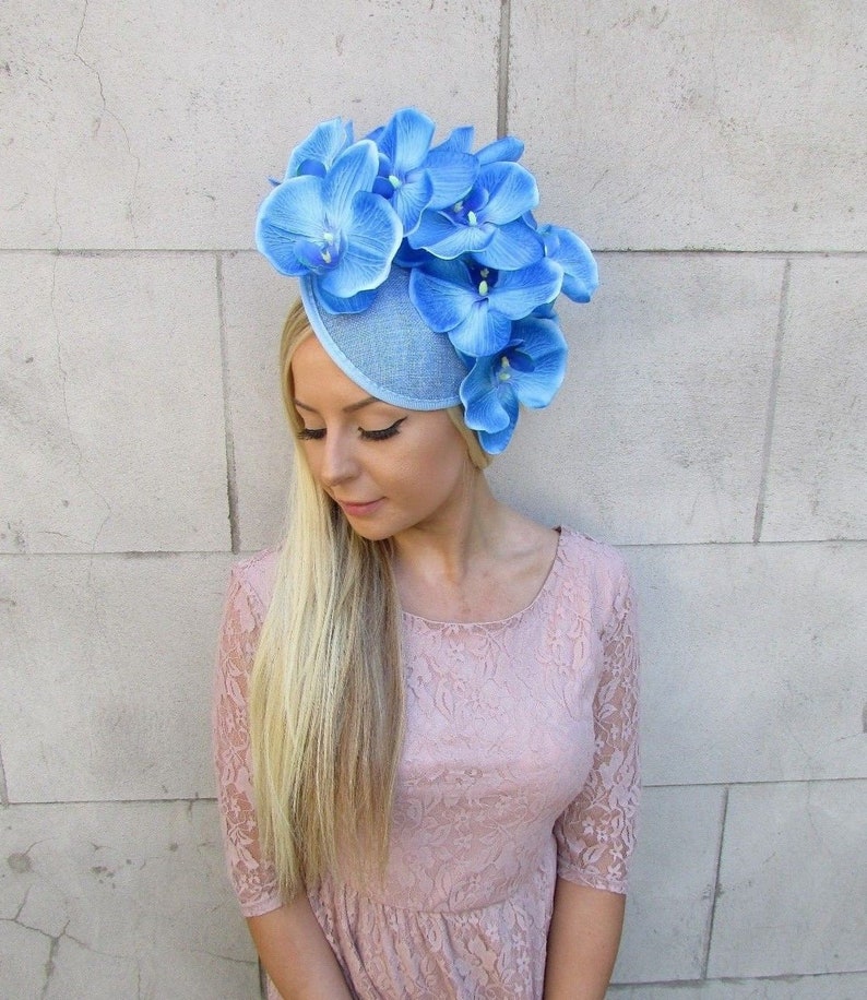 Cornflower Light Blue Orchid Flower Saucer Disc Hat Fascinator Etsy
