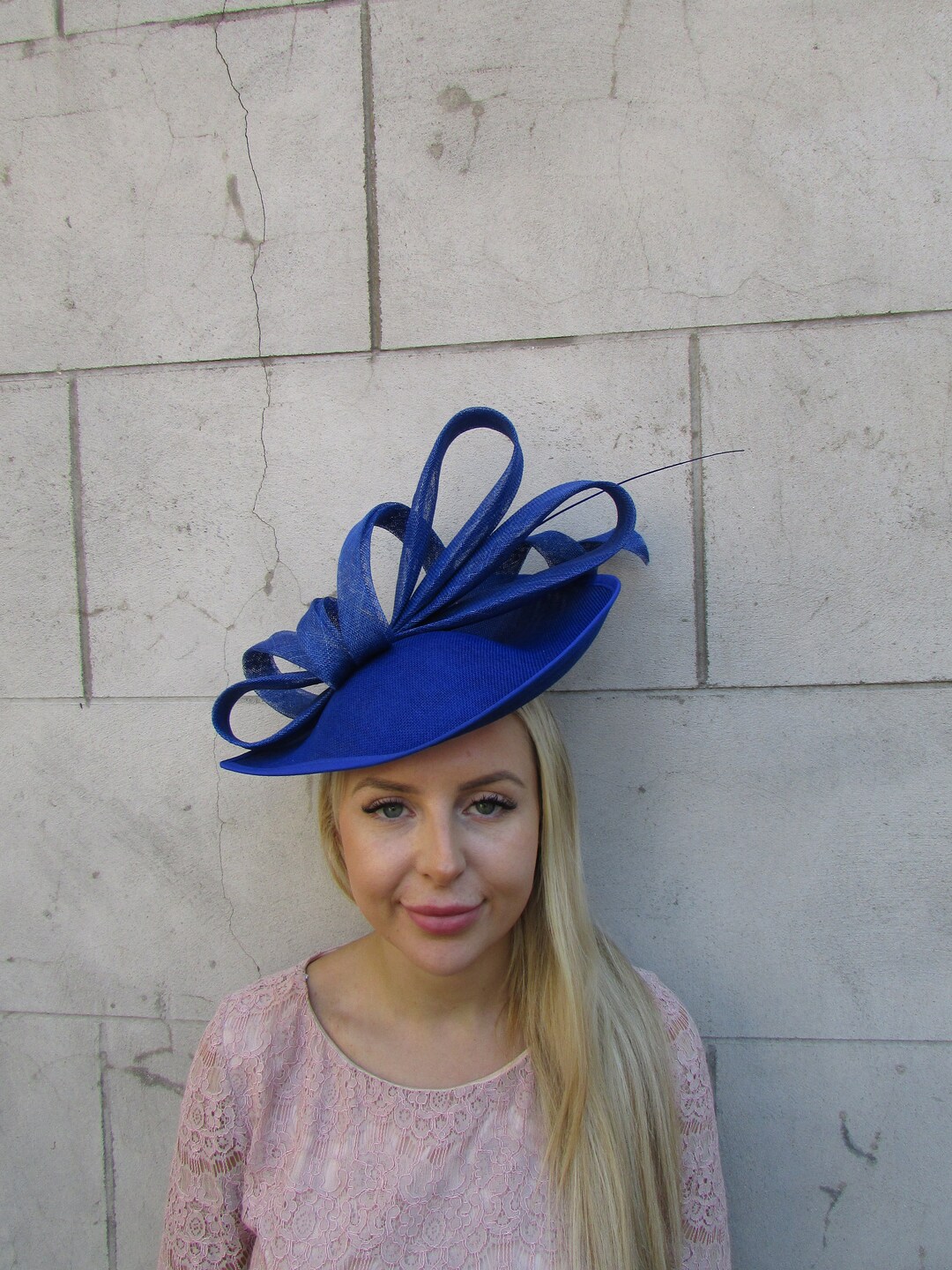 Large Royal Blue Fascinator Hat Teardrop Cobalt Races Hatinator