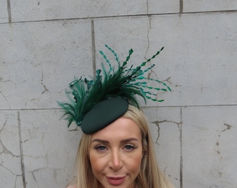 Elegant Feather / Net Fascinator - Green - Etsy display picture 3