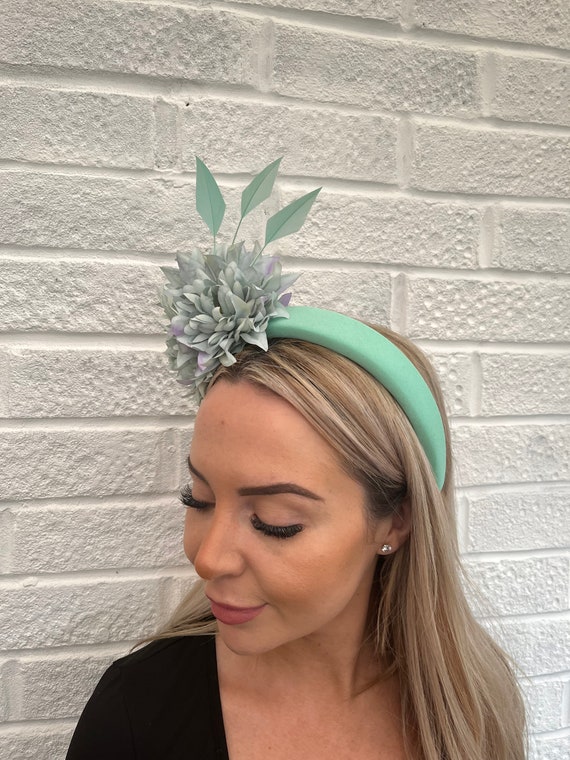 Light Mint Green Fascinator Flower Padded Headband Headpiece 