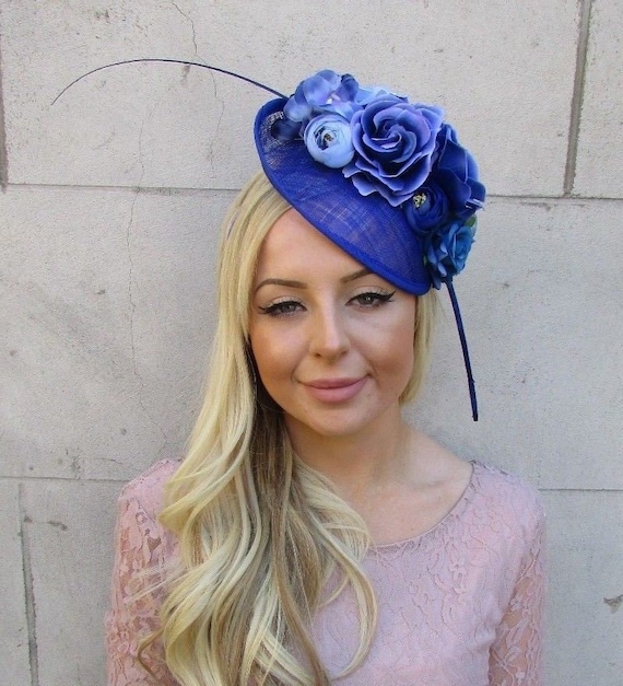 Kentucky Derby Hat Fascinator Sinamay Floral Rose Headband Statement Crown Fuchsia Flower Fascinator Hat for Derby, Weddings or Church  main image 2