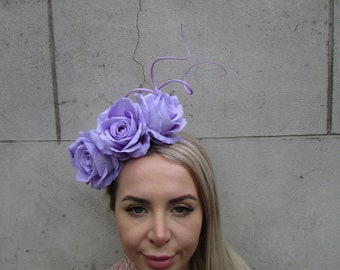 Large Lilac Hydrangea Flower Floral Disc Hat Fascinator  display picture 1