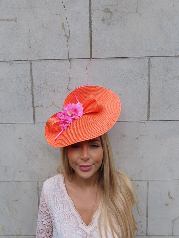 Vibrant Orange Wide-Brimmed Hat with Floral Accents Stunning Vibrant Floral Hats to Dress Up Any Summer Occasion  main image 3