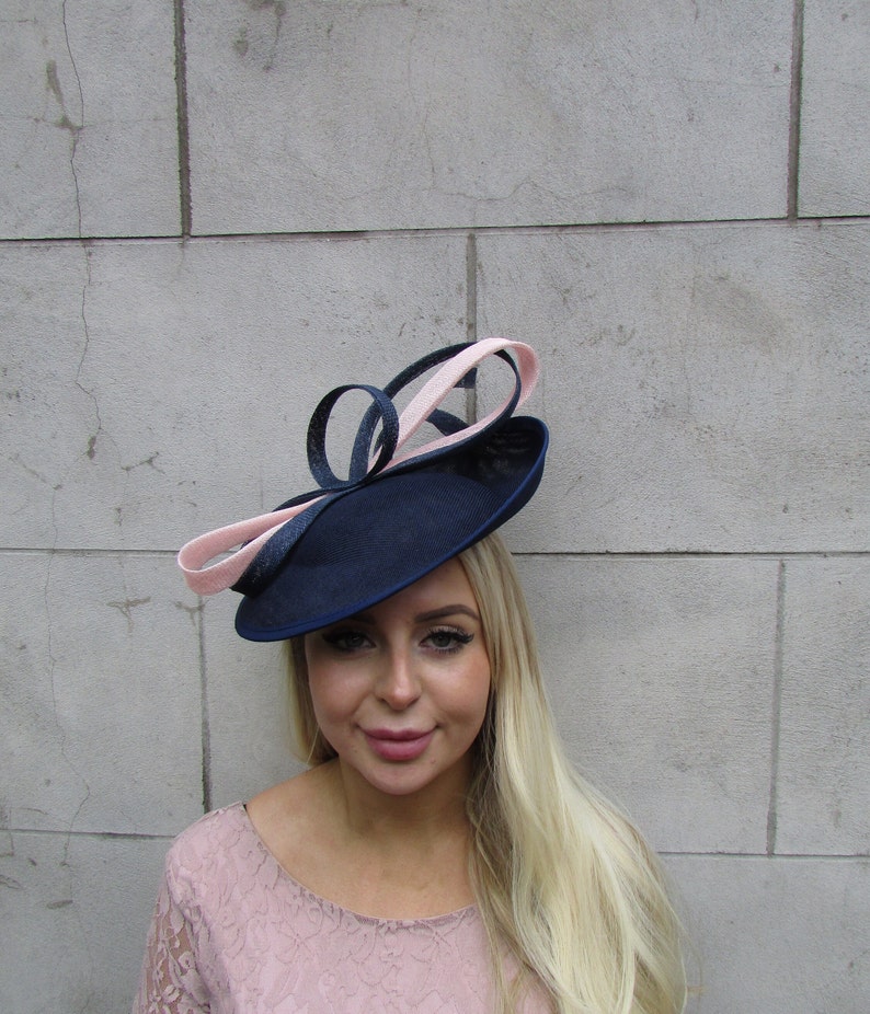 Large Navy Cornflower Light Blue Flower Teardrop Fascinator Hat Headband 7045 Large Navy Cornflower Light Blue Flower Teardrop Fascinator Hat Headband 7045