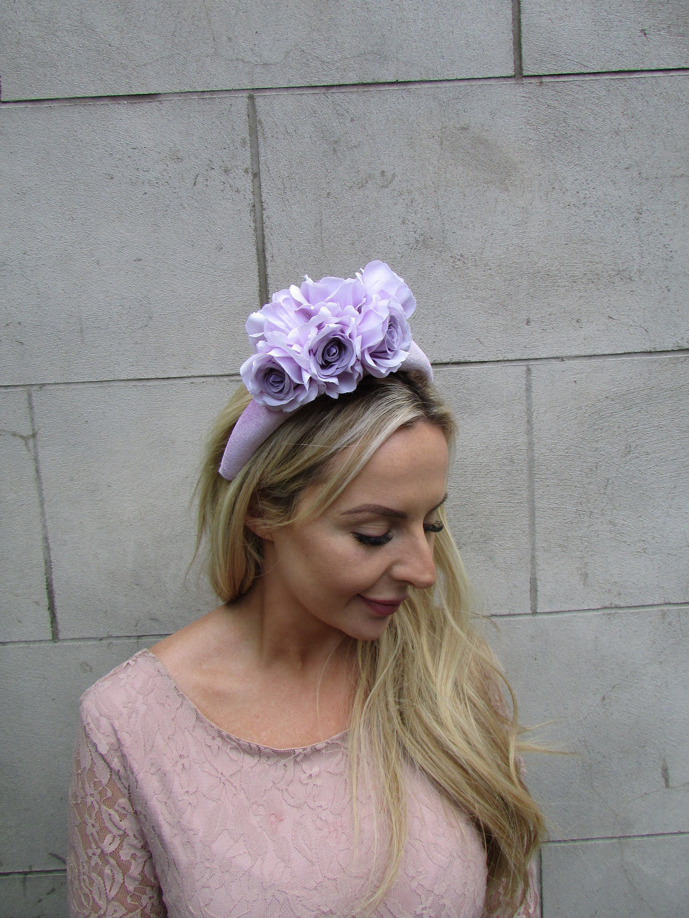 Elegant Vintage Purple Mesh Flower Headband for Women Stylish Feather Headband with Mesh Hat for Elegant and  main image 2