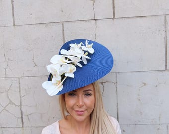 Cornflower Blue Fascinator With Abaca Silk and Periwinkle  display picture 2