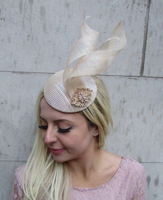 Champagne pillbox hat Clearance