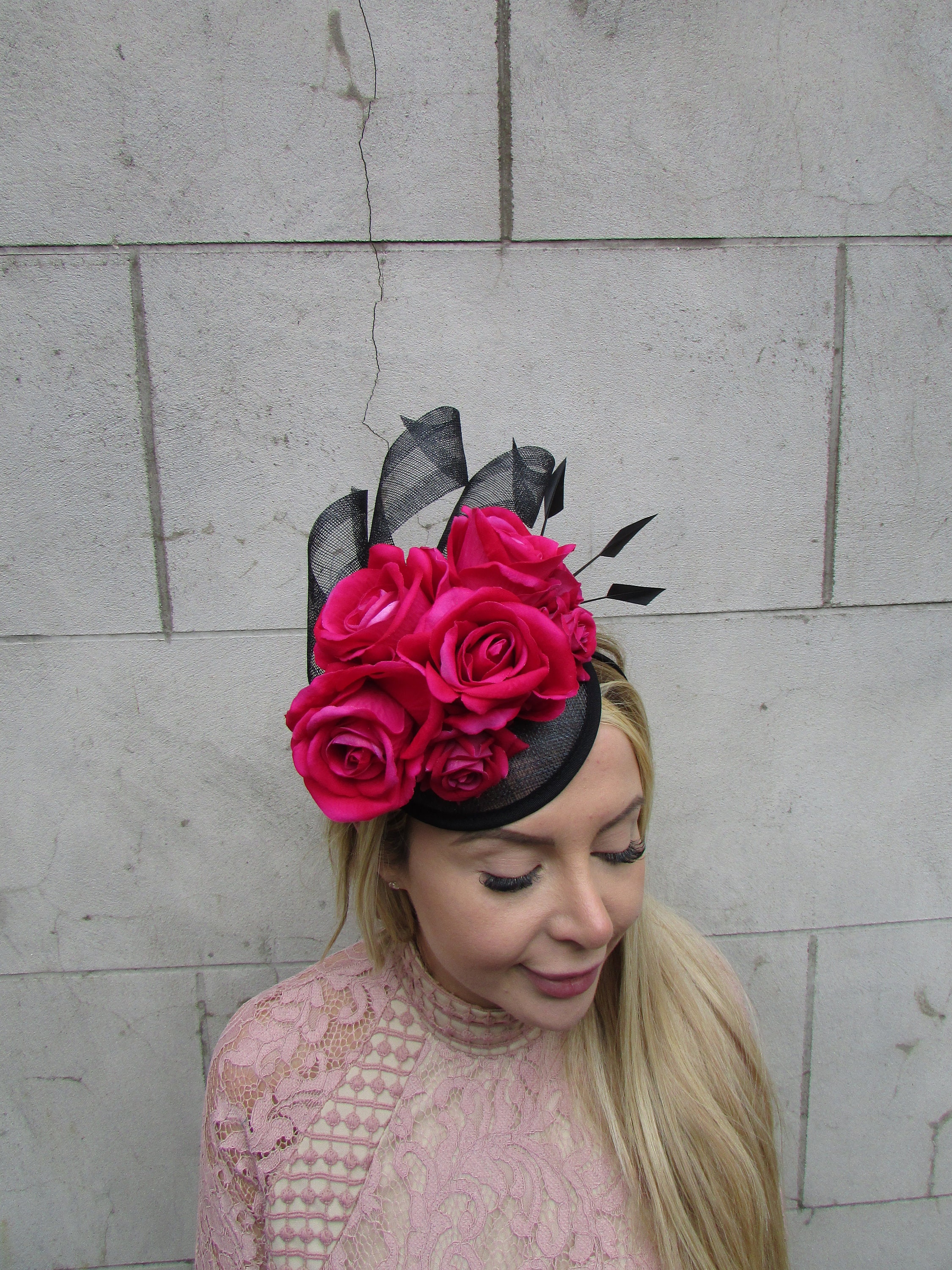 Black and pink fascinator hat new arrivals