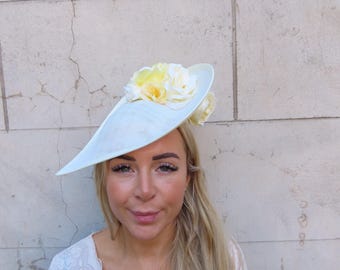 Butter Cream & Yellow Floral Wedding Fascinator Derby Ascot  display picture 2