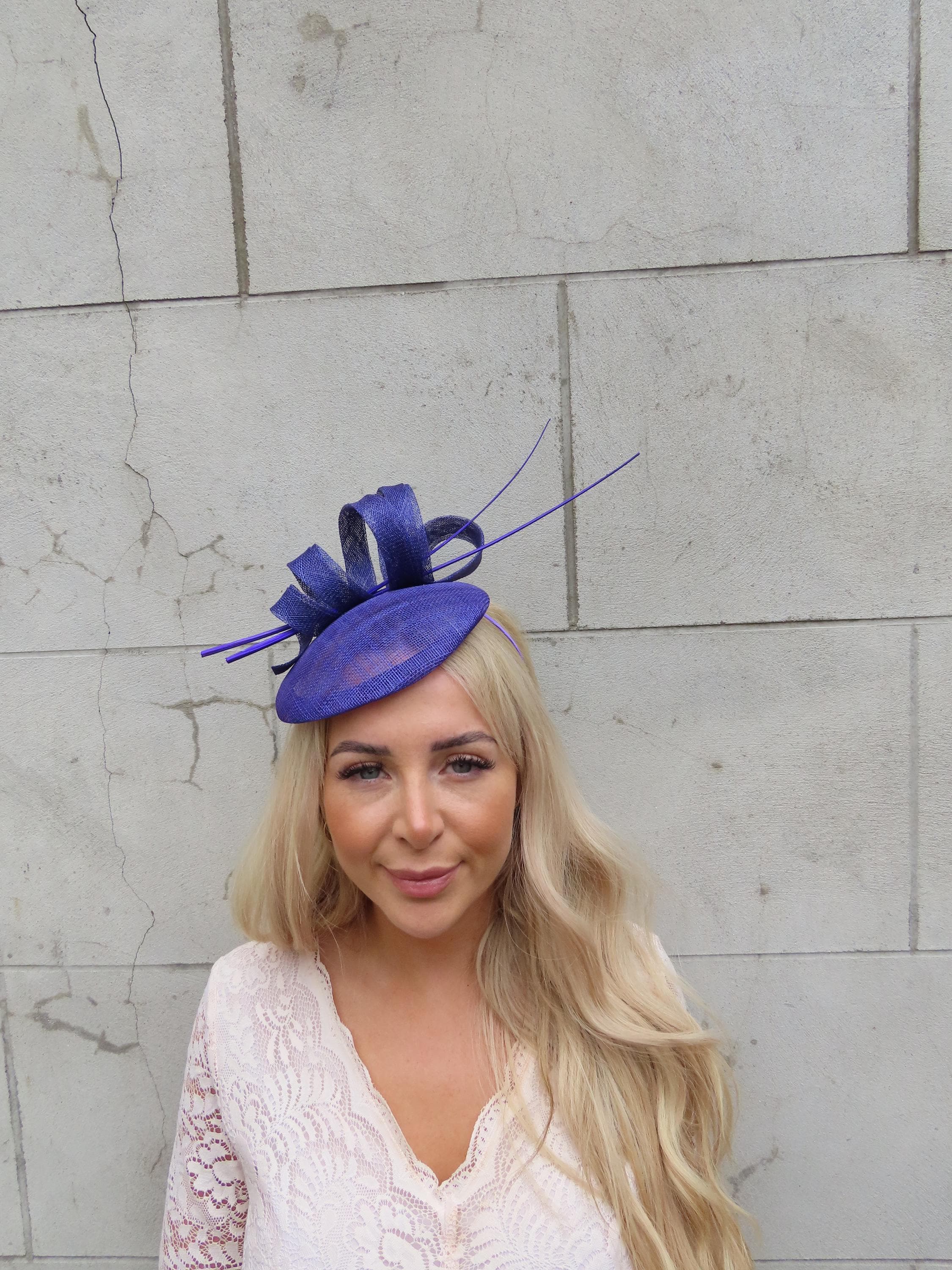 Purple Sinamay Pillbox Hat Fascinator Races Wedding Headpiece