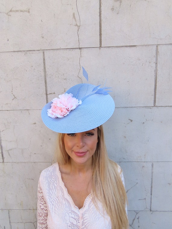 One off Piece Large Light Blue & Blush Pink Flower Straw  display picture 3