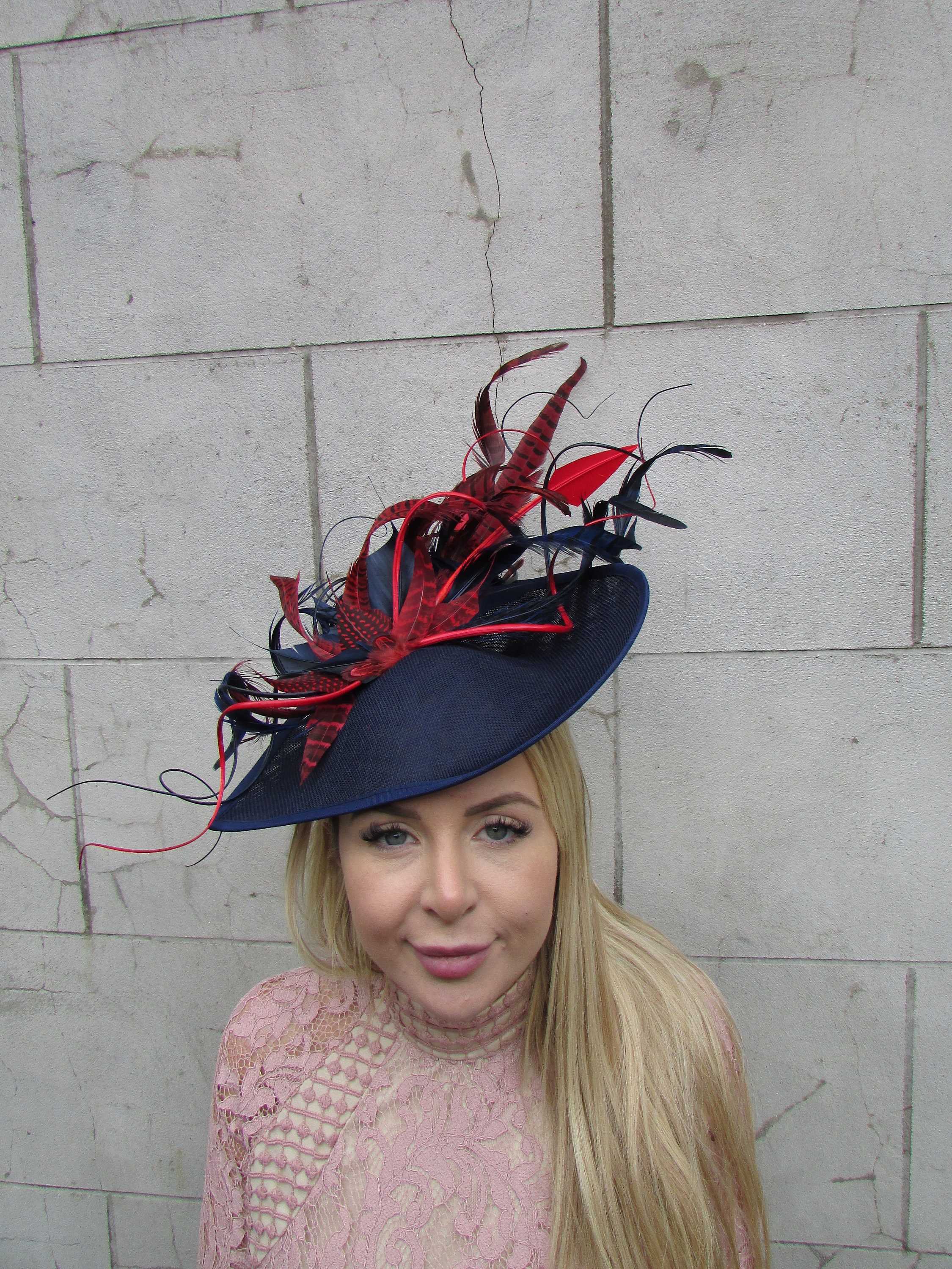 Vintage Dayne Hat Fascinator Velvet Lot 2‎ Navy Red Rhinestone Womens One Size Shop Breeders main image 3
