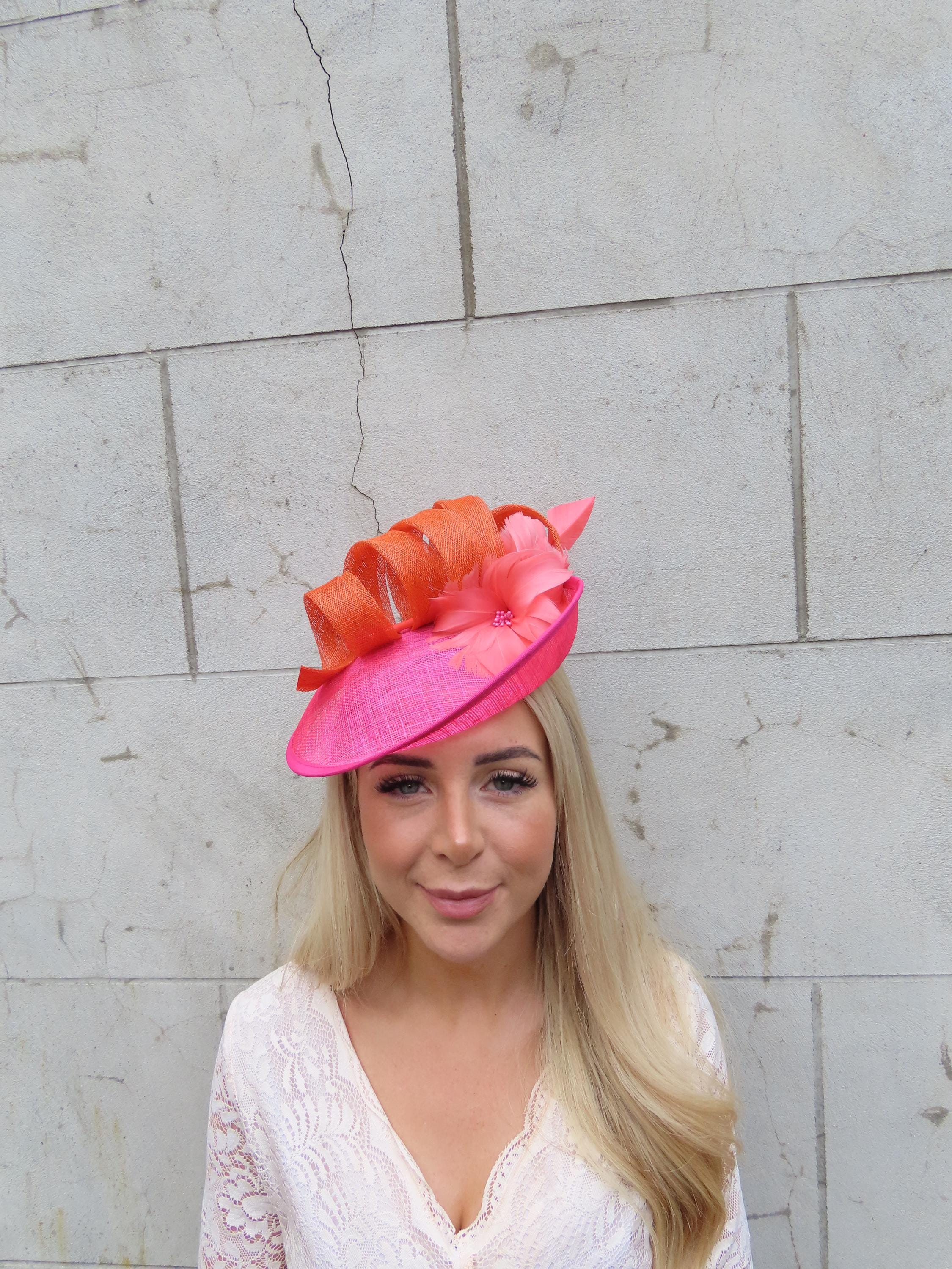 Orange&Pink Feather Flower Cocktail/Hat Fascinator Pink and Orange Fascinator - Etsy main image 4