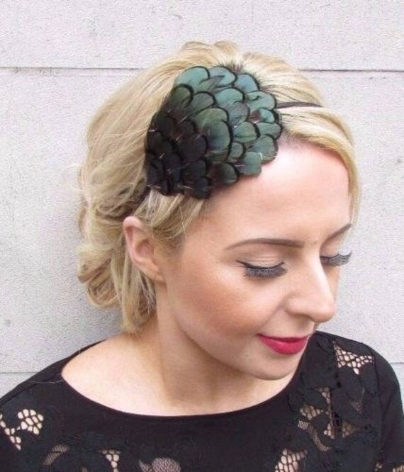 Dark Green Black Lady Amherst Pheasant Feather Hair Clip Fascinator Pin Vtg 672 Dark Green Black Lady Amherst Pheasant Feather Hair Clip Fascinator Pin Vtg 672