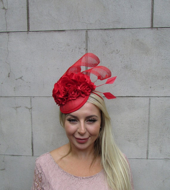 Red Rose Flower Fascinator Floral 