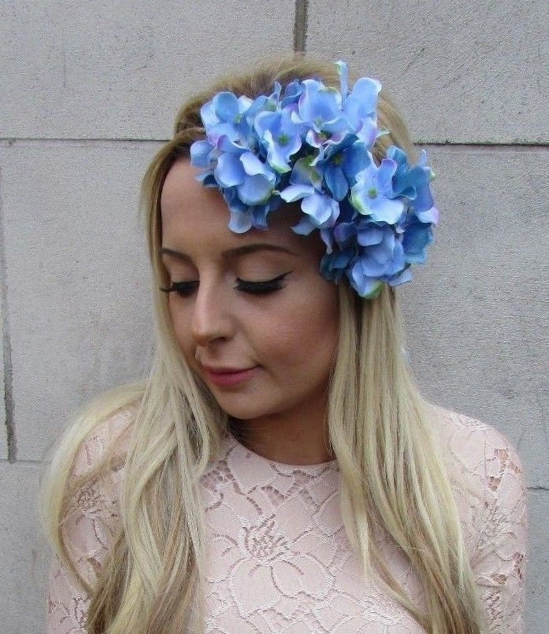 Dusty Cornflower Blue Hydrangea Flower Headband Garland Hair Etsy