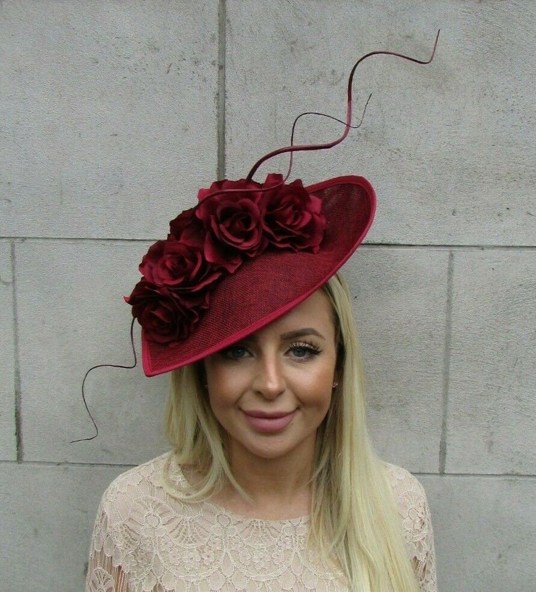 what colour fascinator with burgundy dress Large Wine Red Maroon Teardrop Hat Flower Wedding Big OR-02 Outfit ideas Sizes:6 - 7 Y Checkered_Dress BLACK LONG FLYING DRESSES this statement fascinator adds