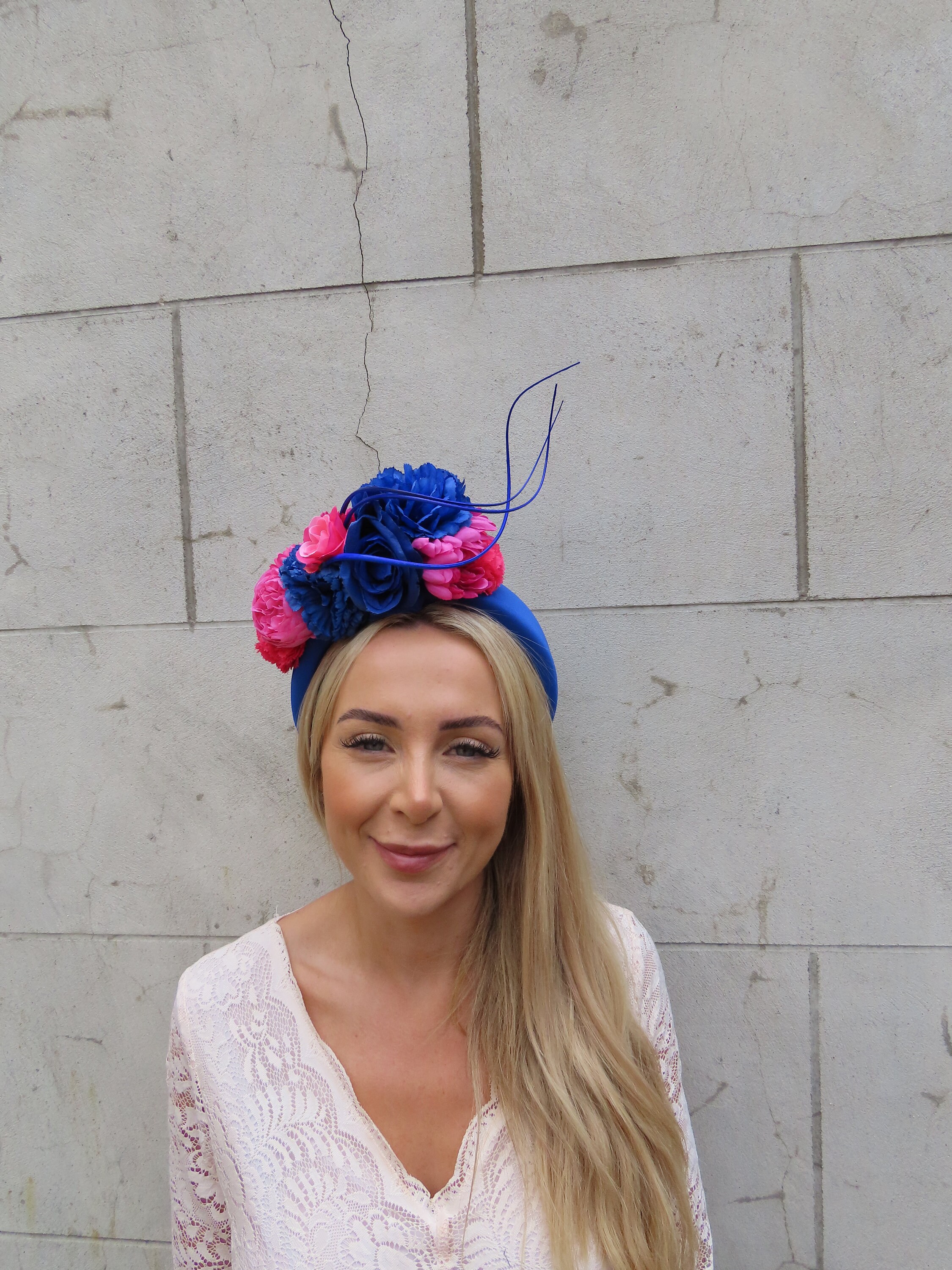 Royal Blue Heart-Shaped Fascinator with Hot Pink Floral Detail The Most Iconic Hats and Fascinators Worn by Royal Wedding  main image 2