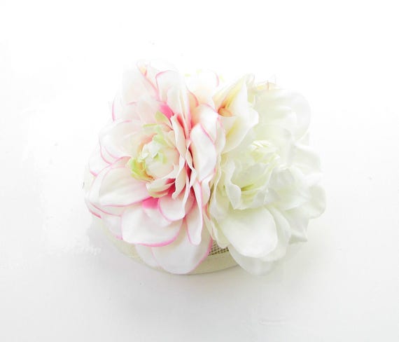 Large Ivory Dahlia Flower Hair Clip Rose Big Rockabilly 1950s Bridesmaid 5229