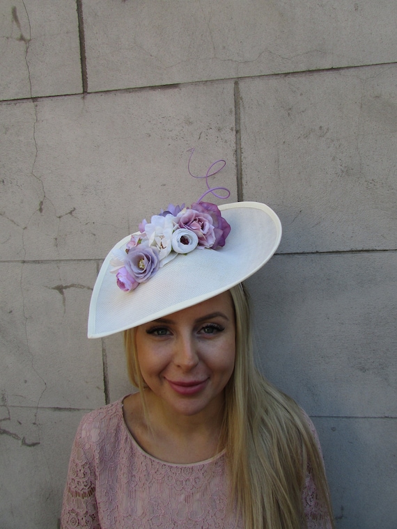 Purple and on sale cream wedding hats