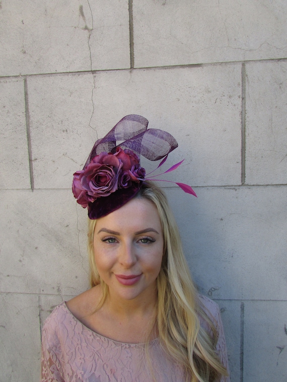 Plum Fascinators For Weddings White Plum Pink Large Straw