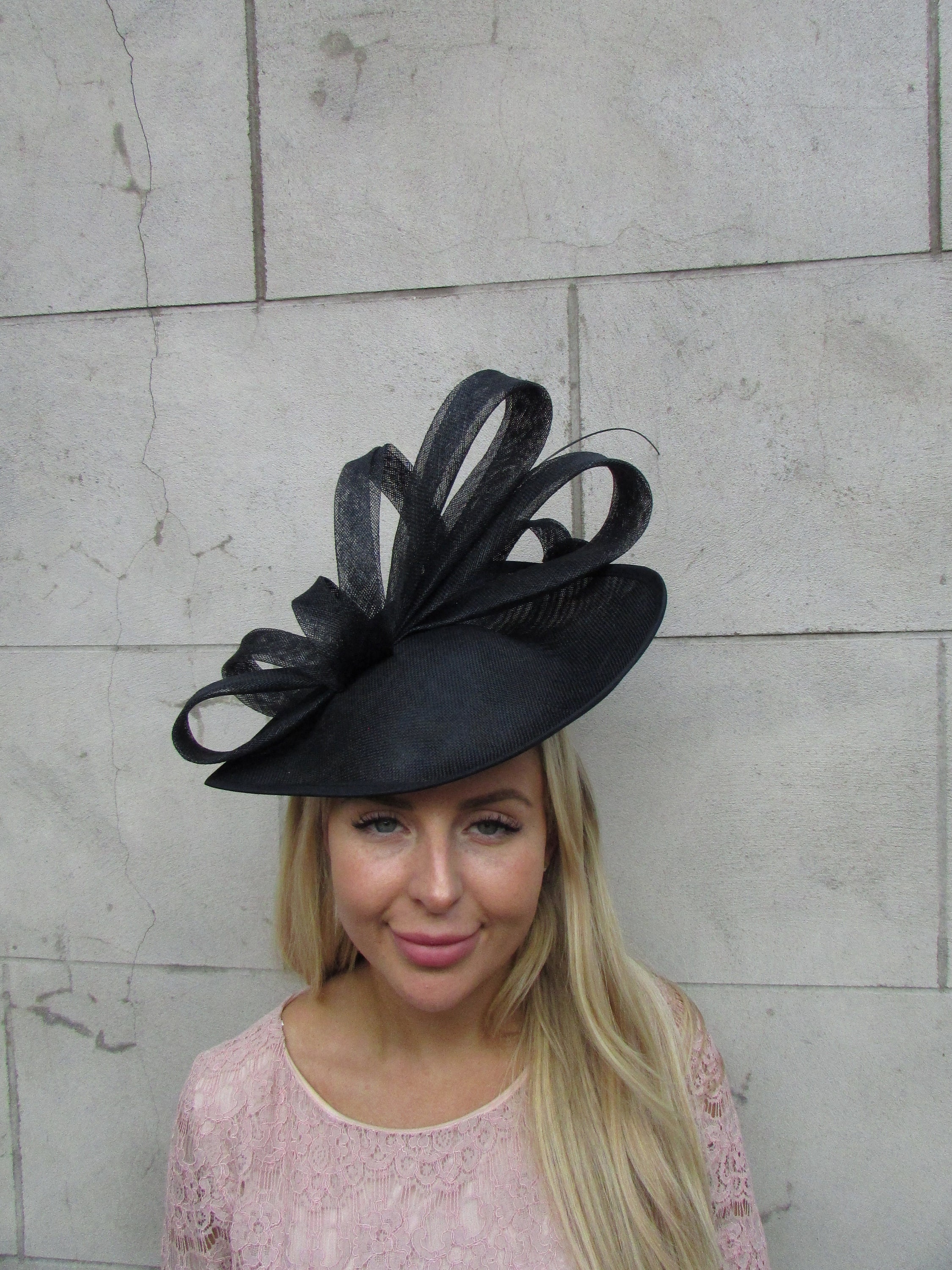 Large Black Feather Fascinator Hat Big Teardrop Hatinator 