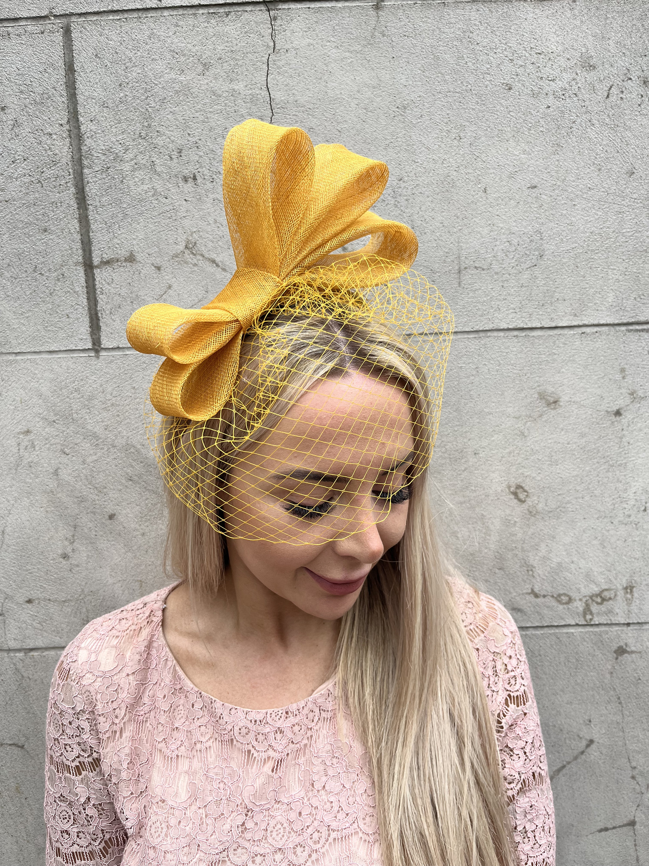 Mustard Yellow Birdcage Veil Fascinator Headband Feather Blush Pink Wedding  Guest Races Hairband Headpiece U10107 - Etsy