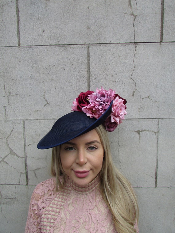 Large Navy Blue Burgundy Blush Pink Dusky Mauve Flower  display picture 1