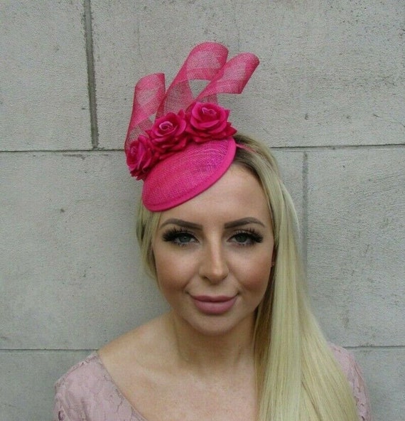 Hot Pink Flower Hair Fascinator Cerise 