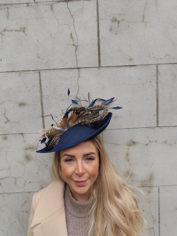 Vintage navy velvet hat fishnet feather faux pearl Vintage | Accessories | 7s Tweed Fedora Wool Blend Feather  main image 4