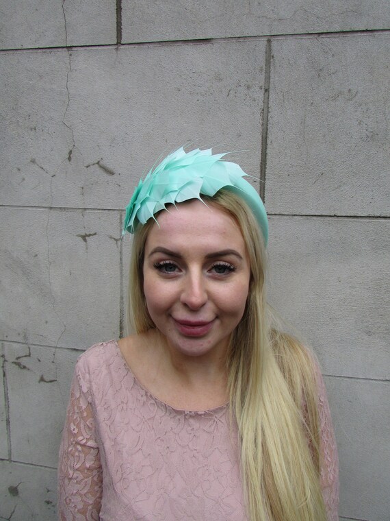 Mint Green Feather Padded Headband 