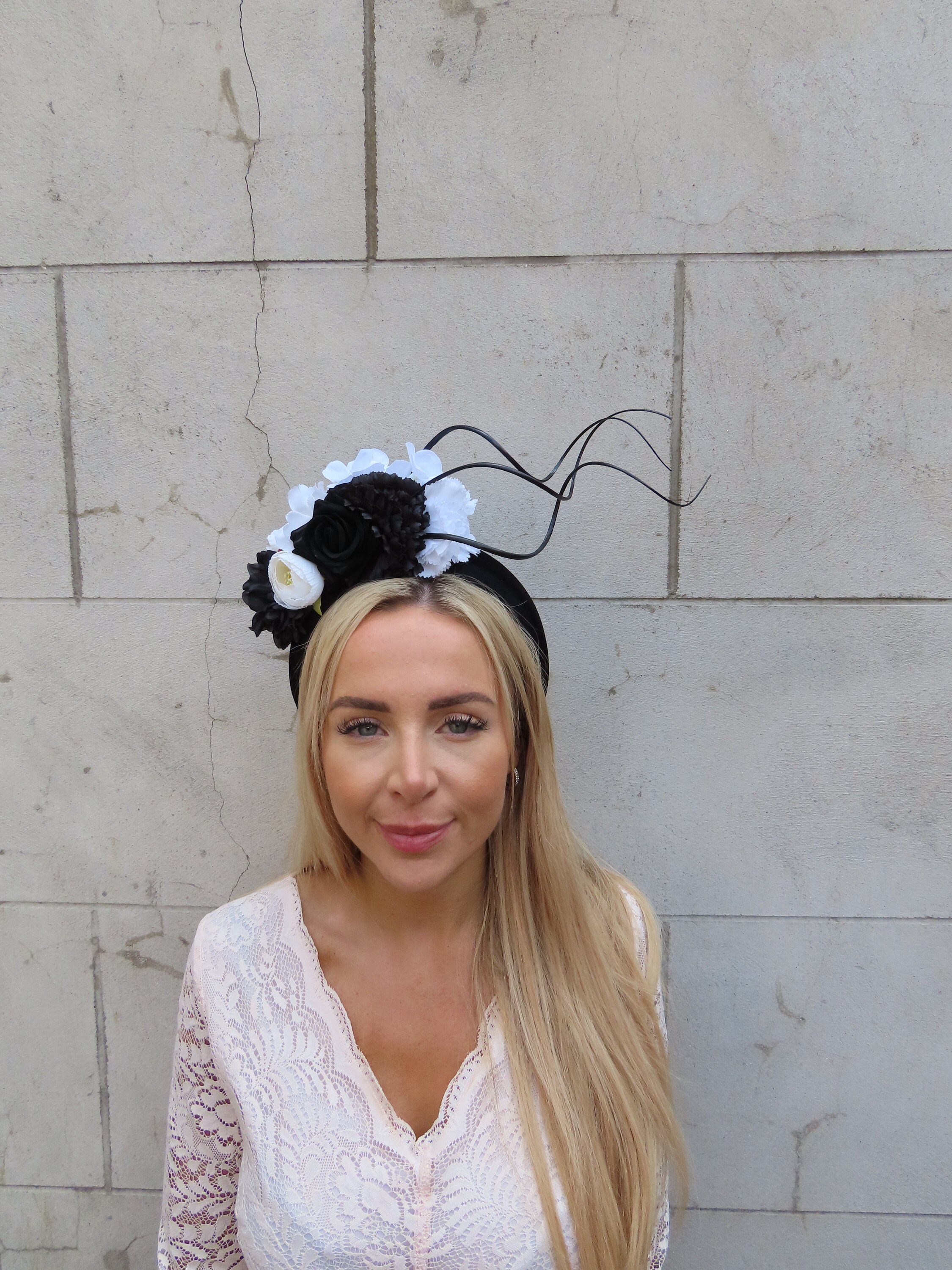 Black Floral Headband Fascinator - Etsy display picture 3