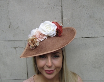 Gorgeous Pillbox Fawn Mink over Peach Satin Chuch / Dress Hat il_1080xN.3720742810_8jho.jpg main image 4