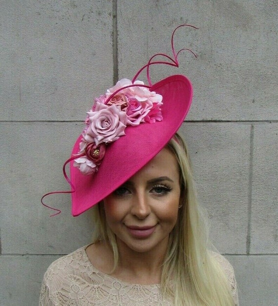 Large Hot Pink Fascinator Light Pink Blush Feather Flower  display picture 3