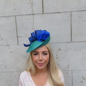 Mardi Gras Royale Triple Disc Fascinator Cream Sage Green Saucer Disc Kentucky Derby Fascinator Hat  main image 2