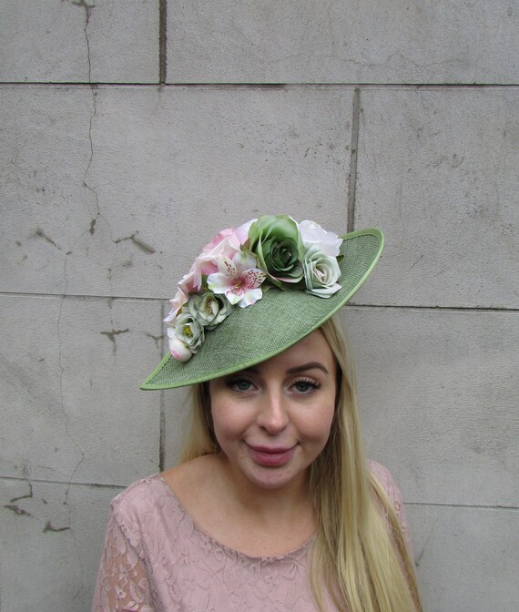 Large Sage Green Blush Pink Light Pink Nude Flower  display picture 1