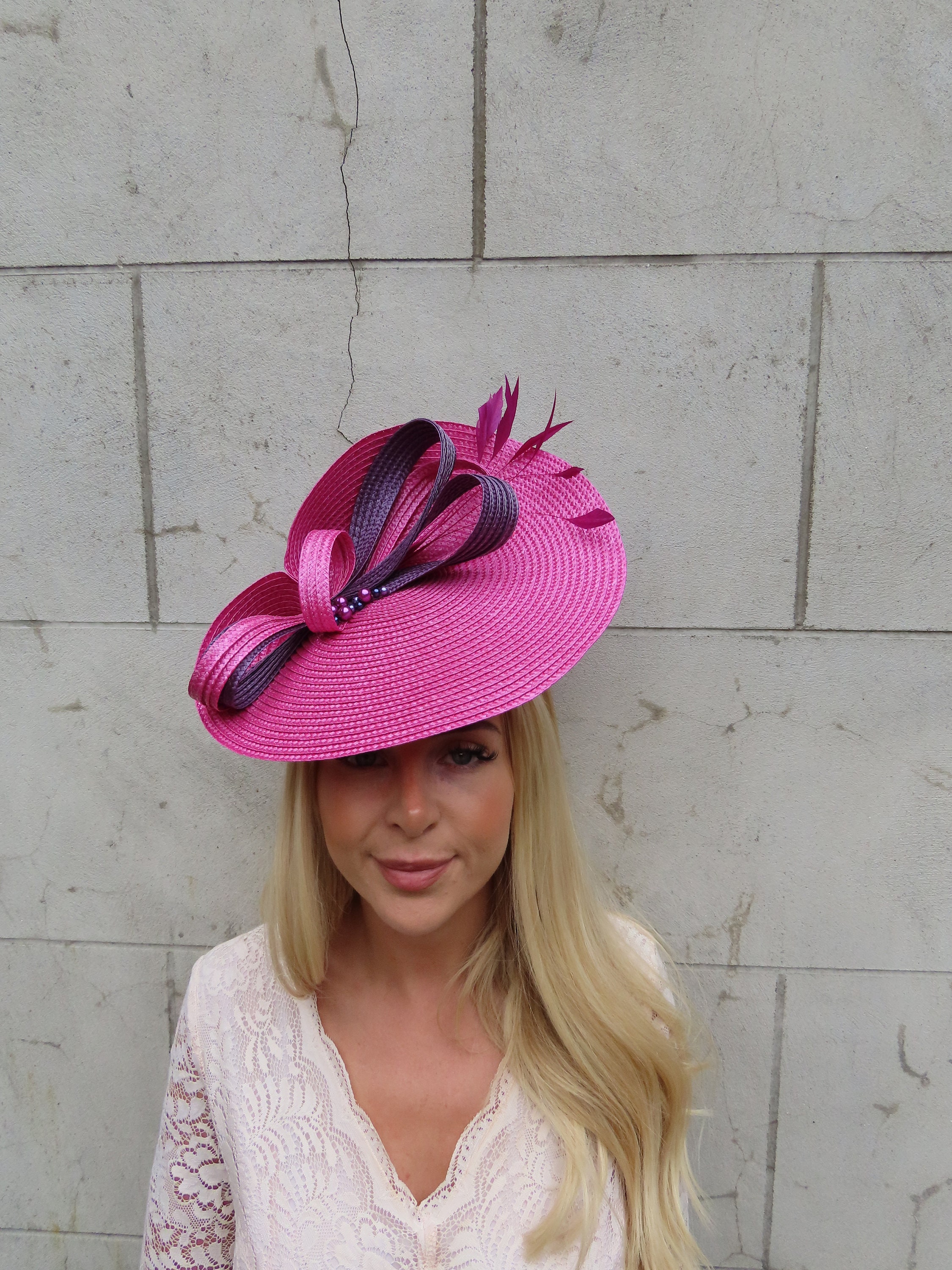 Vibrant Red Straw Hat w/ Purple Silk Rose & Feathers Straw Hat Silk Roses - Etsy New Zealand main image 4