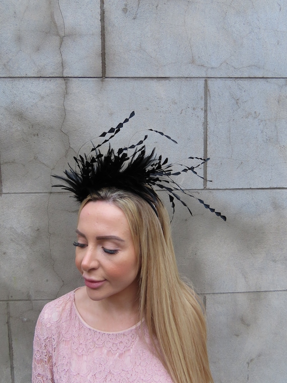 Black Feather Fascinator Races Wedding Guest Headpiece  display picture 3