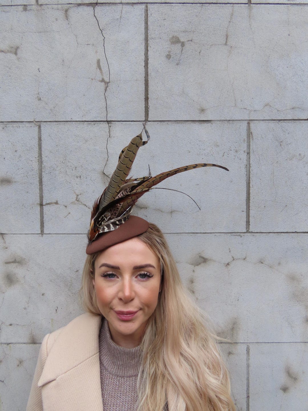 Brown Pheasant Feather Fascinator Pillbox Hat Fascinator Headpiece ...