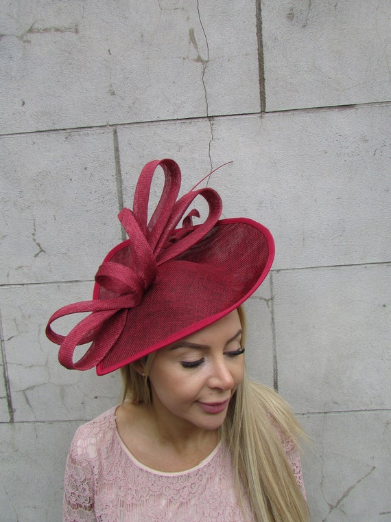 Large Burgundy Fascinator Hat Big Hatinator Wedding Guest  display picture 1