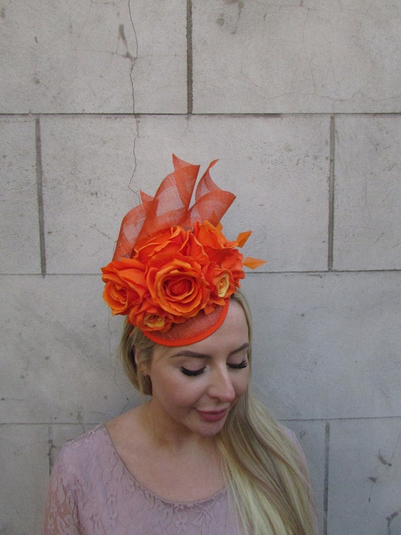 Burnt Orange Flower Fascinator Floral 