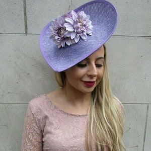 Lilac Lavender Light Purple Flower Large Teardrop Fascinator Hat Headband sh-361