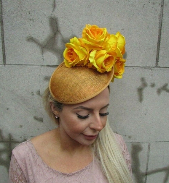 Mustard Yellow Gold Flower Fascinator 
